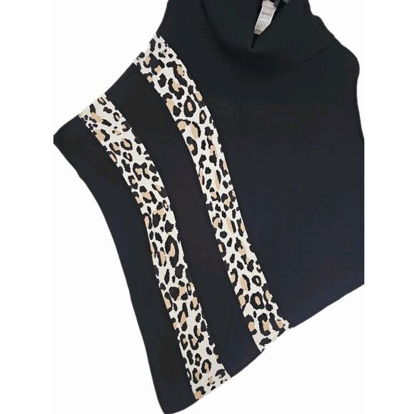 Chico's ~Woman L/XL~ Black Poncho Asymmetric Top Lagenlook Artsy Boho Turtleneck - Picture 14 of 16